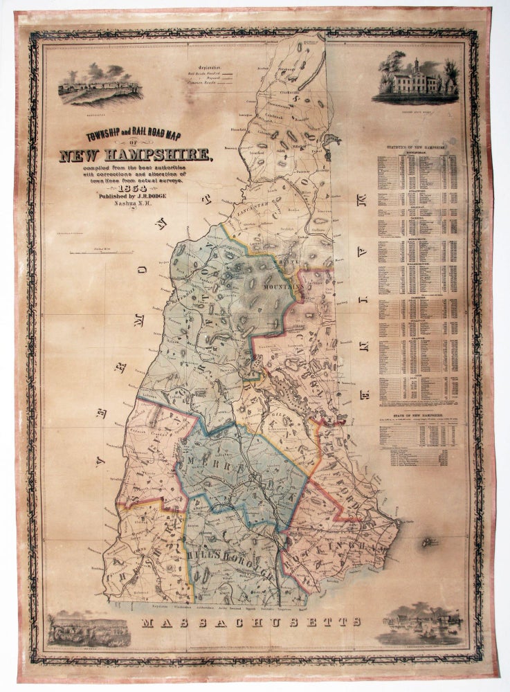 Item #10060 Township and Rail Road Map of New Hampshire . . J. R. DODGE.