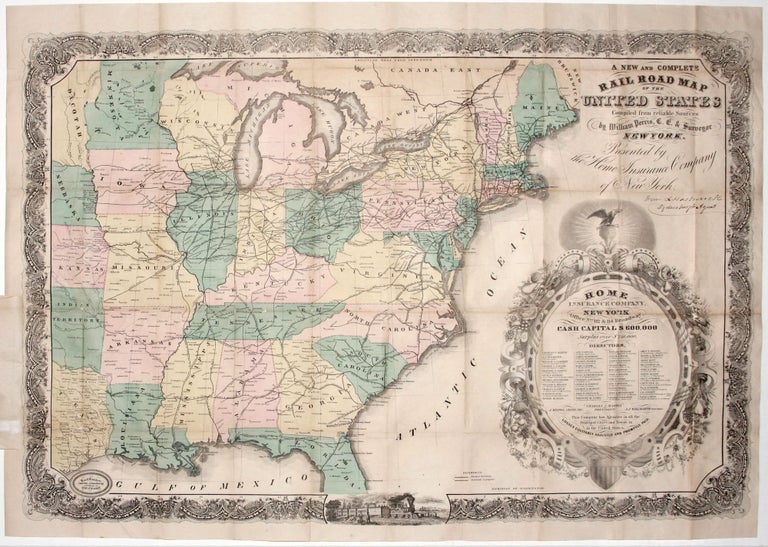 Item #10329 A New And Complete Rail Road Map Of The United States…[With smaller map attached lower left:] Rail Road Map Of Massachusetts Connecticut…. William PERRIS.