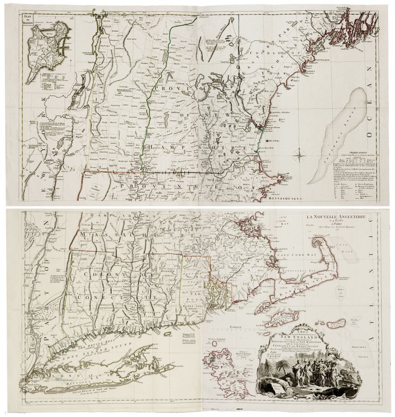 Item #10364 [New England/ Boston/ Revolutionary War] A Map of the most Inhabited part of New England… [Second title:] La Nouvelle Angleterre en 4 Feuilles…1777. T./ LE ROUGE JEFFERYS, G. L.