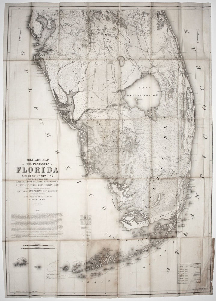 Item #1050013 Military Map of The Peninsula of Florida South Of Tampa Bay…By Order Of The Hon Jefferson Davis Secretary of War April 1856…. Lt. Joseph C. IVES.