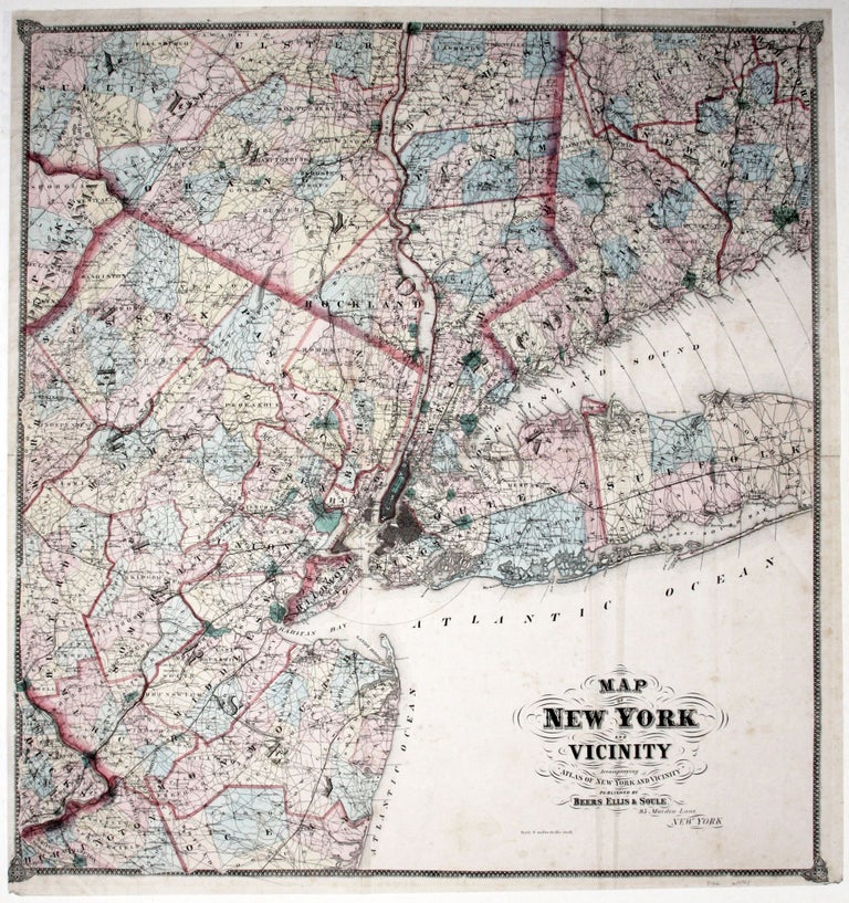 Item #10721 Map Of New York And Vicinity. ELLIS BEERS, SOULE.
