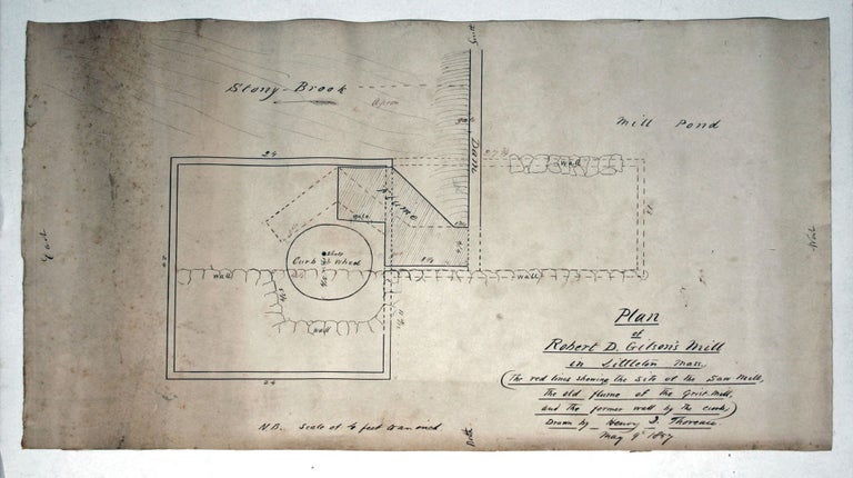 Item #10941 Plan of Robert D. Gilson's Mill in Littleton, Mass…. Drawn by Henry D. Thoreau. May 9, 1857. Henry David THOREAU.