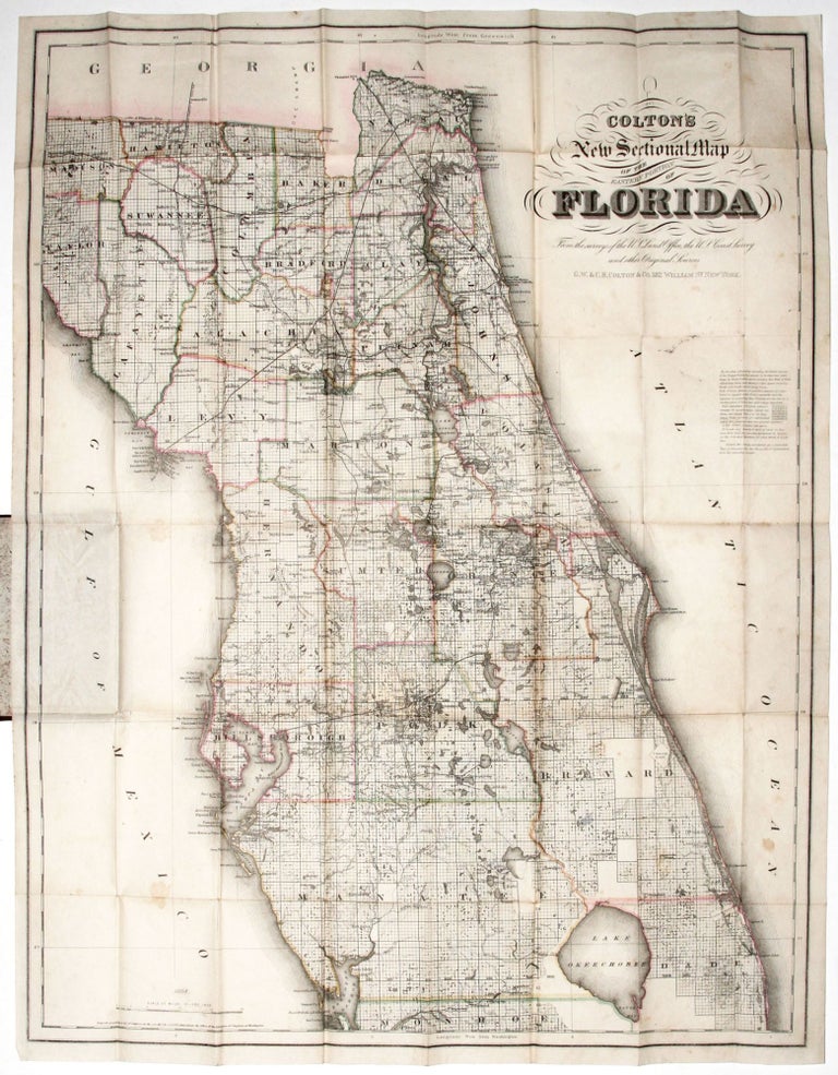 Item #10961 Colton's New Sectional Map Of The Eastern Portion Of Florida…. G W., C B. COLTON, CO.