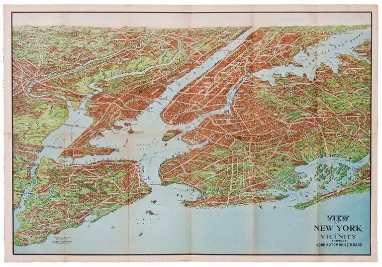 Item #10981 View of New York and Vicinity Showing Good Automobile Roads. G. J. NOSTRAND.