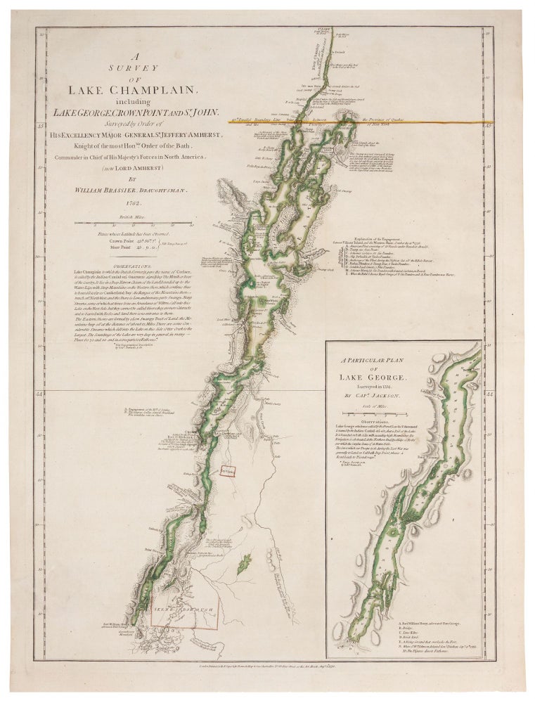 Item #10988 A Survey Of Lake Champlain, including Lake George, Crown Point And St. John. . . . [Inset:] A Particular Plan of Lake George . . W./ SAYER BRASSIER, R., J. BENNETT.