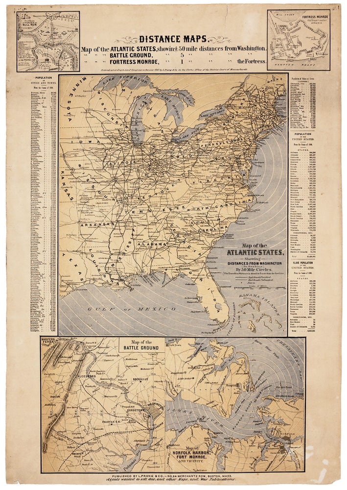 Item #10998 Distance Maps. Map of the Atlantic States…. L. PRANG, CO.