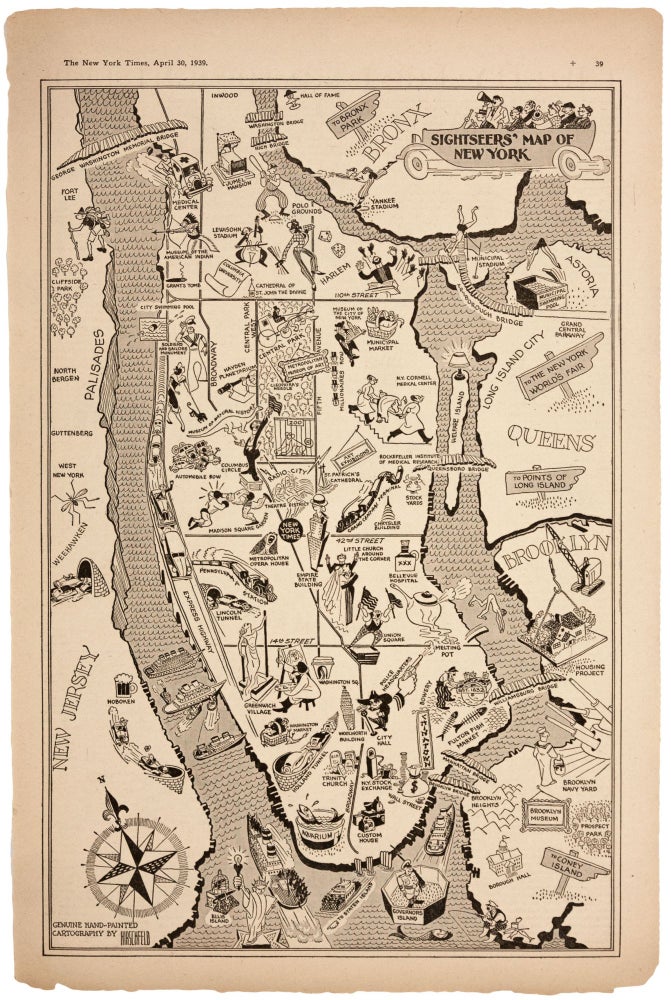 Item #11065 Sightseers’ Map of New York. AL HIRSCHFELD.