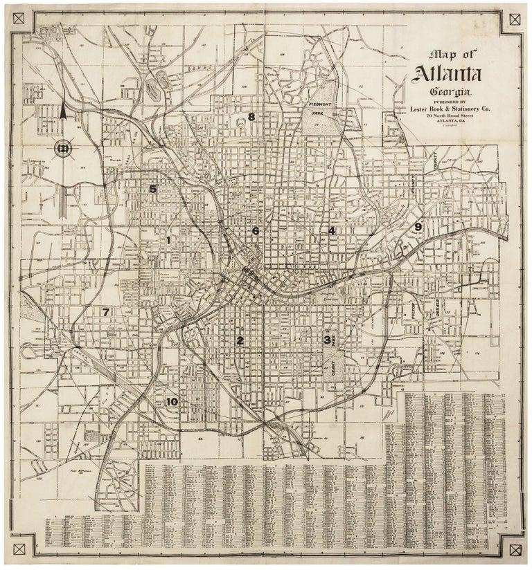 Item #11122 Map of Atlanta Georgia …. LESTER BOOK, STATIONERY CO.