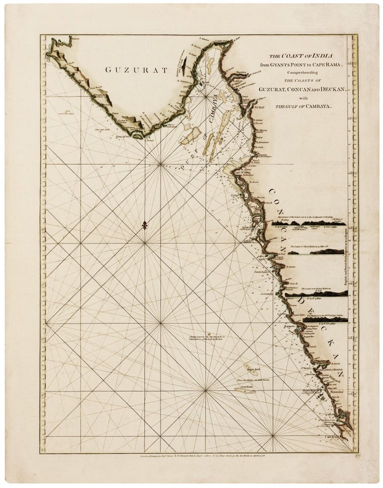 Item #11140 The Coast of India from Gyants Point to Cape Rama, Comprehending the Coasts of Guzurat, Concan and Deckan, with the Gulf of Cambaya. SAYER, BENNETT.