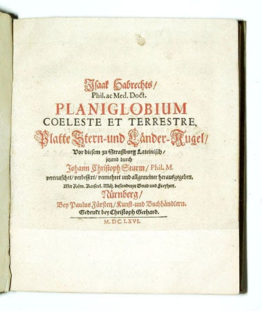 Item #1299 Planiglobium Coeleste Ac Terestre Platte Stern-und Lander-Kugel. Isaac/STURM HABRECHT, J. C.