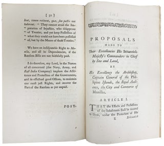 Draper's answer to the Spanish Arguments, claiming the Galeon, and refusing payment of the ransom bills, for preserving Manila from pillage and destruction; in a letter addressed to the Earl of Halifax.
