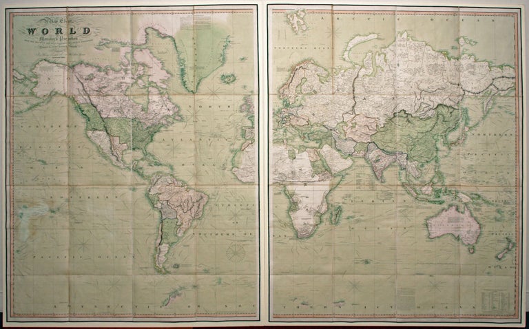 Item #1500011 A New Chart of the World On Mercator's Projection With The Track Of The Most Celebrated & Recent Navigators. HENRY TEESDALE, John CO. / DOWER, Publisher.