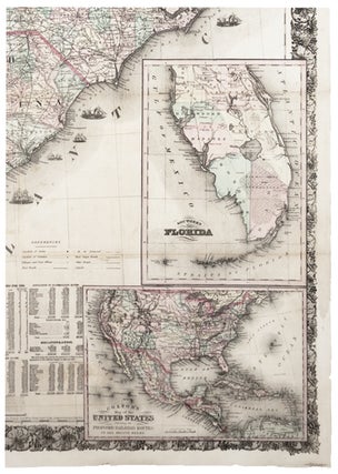 J. H. COLTON'S MAP OF THE SOUTHERN STATES. MARYLAND, DELAWARE, VIRGINIA, KENTUCKY, TENNESSEE, MISSOURI, NORTH CAROLINA, SOUTH CAROLINA, GEORGIA, ALABAMA, MISSISSIPPI, ARKANSAS, LOUISIANA, AND TEXAS. SHOWING ALSO PART OF ADJOINING STATES & TERRITORIES LOCATING THE FORTS & MILITARY STATIONS OF THE U. STATES & SHOWING ALL THE RAILROADS, R.R. STATIONS & OTHER INTERNAL IMPROVEMENTS…