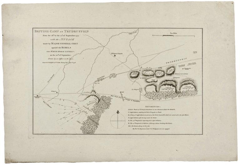 Item #183 British Camp at Trudruffrin from the 18th. To 21st. of September 1777. with the Attack made by Major General Grey against the Rebels near White Horse Tavern on the 20th. Of September. Drawn by an Officer on the Spot…