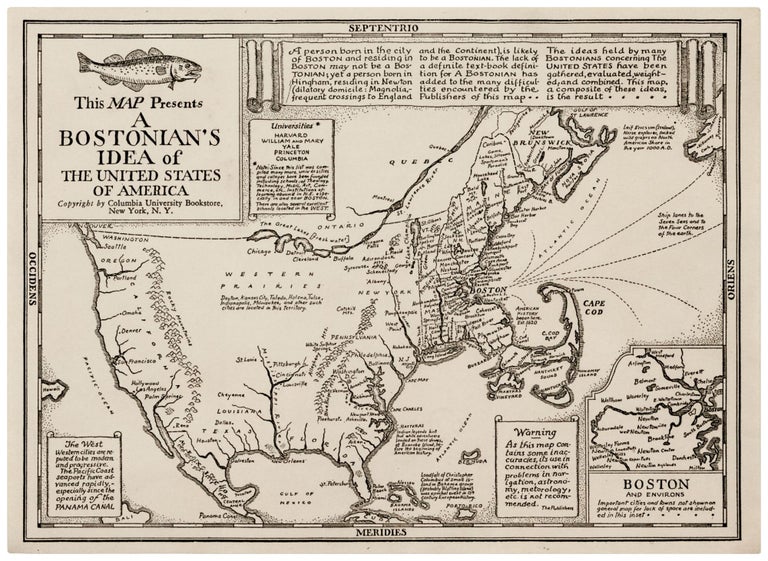 Item #197 This MAP Presents A Bostonian's Idea of The United States of America. Daniel K. WALLINGFORD.