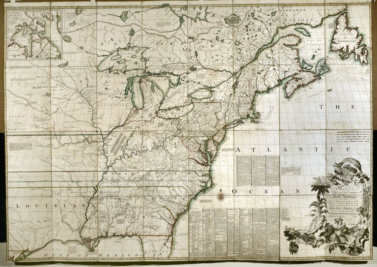 Item #250000 A Map of the British and French Dominions in North America with the Roads, Distances, Limits, and Extent of the Settlements, Humbly Inscribed to the Right Honourable The Earl of Halifax … [Imprint:] Publish'd by the Author Febry 13th 1755 according to Act of Parliament, and Sold by And: Millar opposite Katharine Street in the Strand. John MITCHELL.