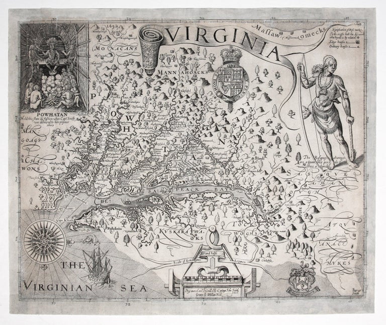 Item #3500011 Virginia/ Discovered and Discribed by Captaiynt John Smith Graven by William Hole 1606. Captain John SMITH.