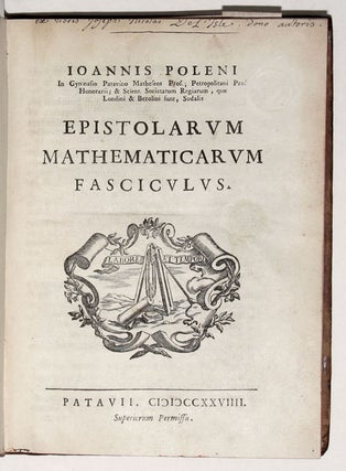 Item #4104 Epistolarum mathematicarum fasciculus. Giovanni POLENI