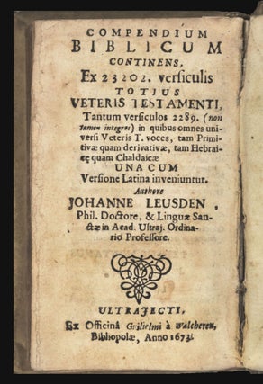 1) Synopsis hebraica et chaldaica, continens praecepta ad notitiam linguae hebraeae et chaldaeae acquirendam perquam necessaria.