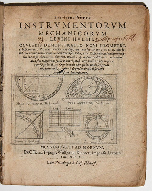 Item #4827 Tractatus Primus [-Secundus -Tertius] Instrumentorum Mechanicorum. Joost BÜRGI, Levinus / HULSIUS.
