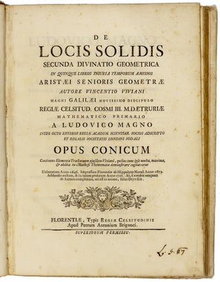 Item #4911 De Locis Solidis Secunda Divinatio Geometrica in Quinque Libros iniuria Temporum...