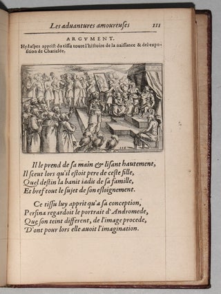 Les Adventures Amoureuse de Theagenes et Cariclee. Sommairement descrite, et representee par figures. Dedié au Roy par Pierre Vallet, son brodeur ordinaire.