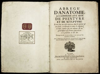 Abregé d’anatomie, accomodé aux arts de peinture et sculpture, ouvrage très utile et très necessaire à tous ceux qui font profession du Dessein….A Paris, Chez ledit Tortebat, rue Neufve-Sainte-Catherine. Avec privilège de sa Maiesté