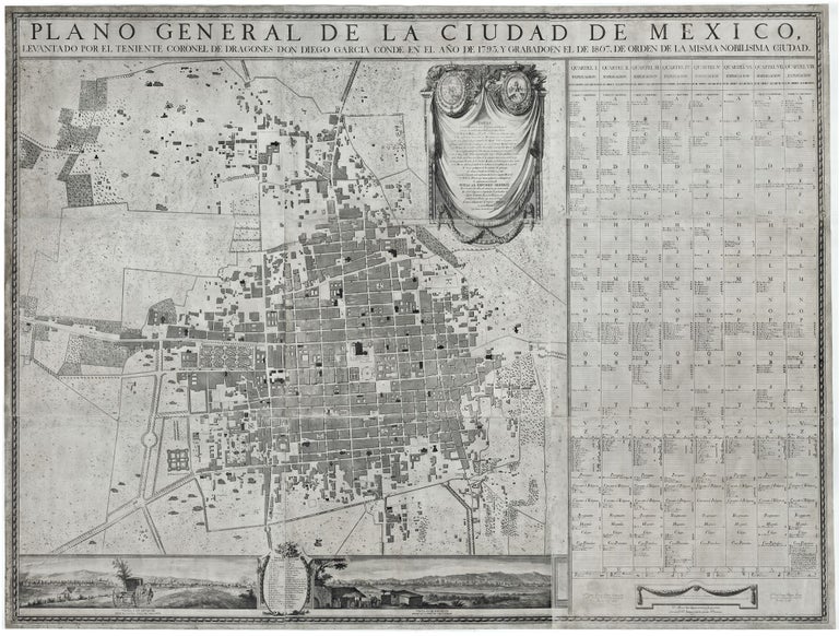 Item #5958 Plano General de Mexico levantado por el Teniente Coronel de Dragones Don Diego Garcia Conde en el año de 1793, y grabado en el año de 1807. De Orden de la misma Nobilísima Ciudad. Diego Garcia CONDE.