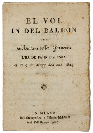 Genuina descrizion de la discesa del ballon staa innalzaa la sira del 15 Agost, Alla presenza della R.I. Cort. De Madam Blanchart…