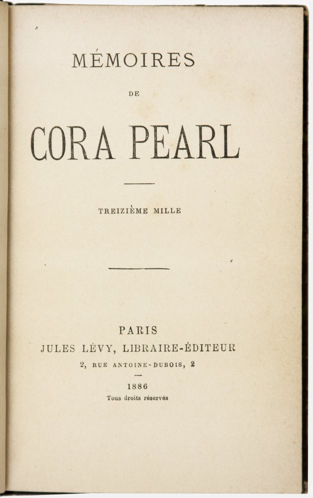 Item #6079 Mémoires de Cora Pearl. Cora PEARL.