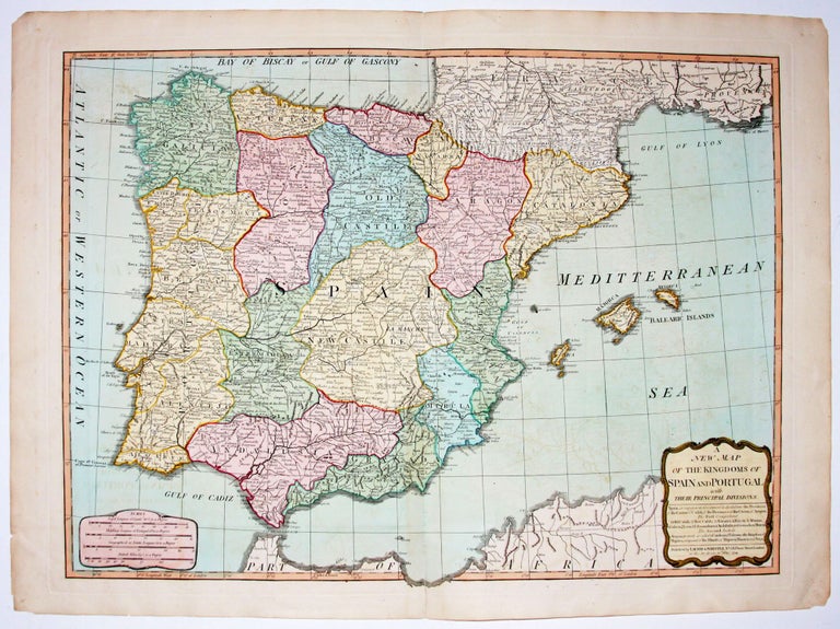 Item #708 A New Map Of The Kingdoms Of Spain And Portugal with Their Principal Divisions. LAURIE, WHITTLE.