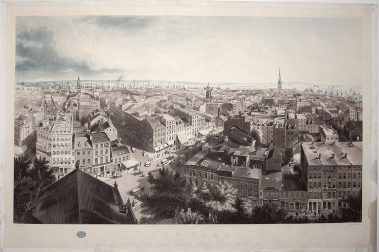 Item #750013 New York From the steeple of St. Paul's Church, looking East, South and West. J. W./ PAPPRILL HILL, Henry L., Henry/ MEGAREY, publisher.