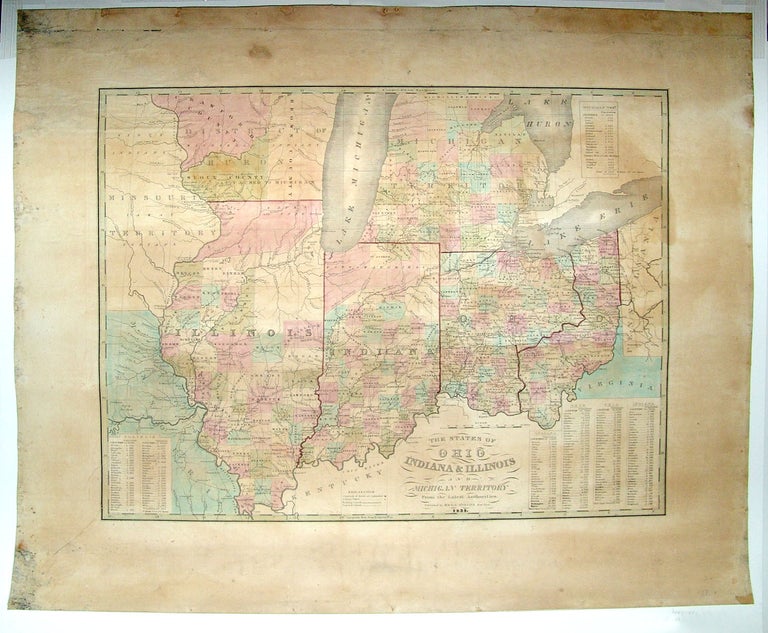 Item #7647 The States of Ohio Indiana & Illinois and Michigan Territory. E. STRONG.