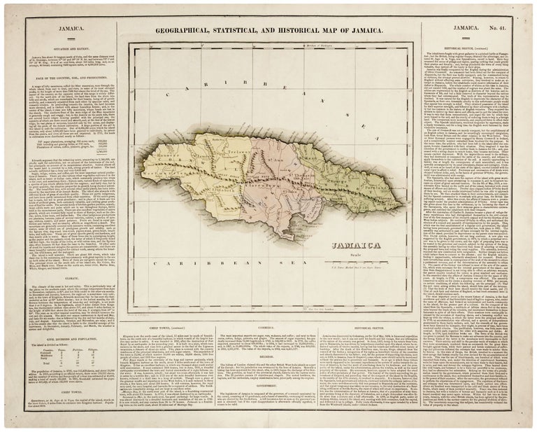 Item #8903 Geographical, Statistical, And Historical Map Of Jamaica. H. C. CAREY, I. LEA.