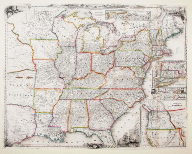 Item #8913 A New Map For Travelers Through The United States Of America Showing The Railroads, Canals & Stage Roads. J. Calvin SMITH.