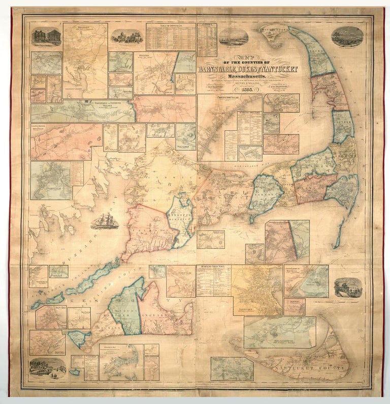 Item #9366 Map of the Counties of Barnstable, Dukes and Nantucket, Massachusetts…. H. F. WALLING.