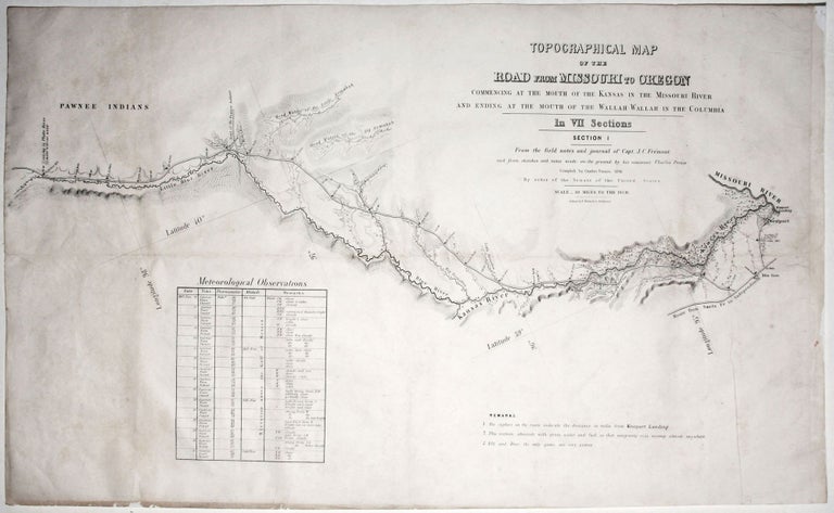 Item #950011 Topographical Map Of The Road From Missouri To Oregon…In VII Sections…From the field notes and journal of Capt. J. C. Fremont, and from sketches and notes made on the ground by his assistant Charles Preuss…. C./ FREMONT PREUSS, J. C.
