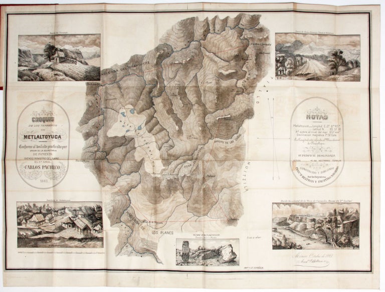 Item #9850 Compania Colonizadora De La Mesa De Coroneles Y Metlaltoyuca En El Estado De Puebla. [Map:] Croquis de la terrenos de Metlaltoyuca Conforme al deslinde prartirada…1883. F. P./ PECHECO BELTRAN, Carlos.